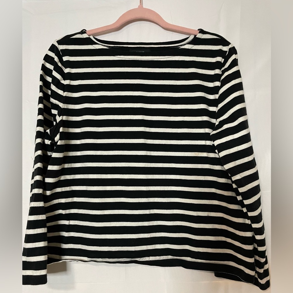 J. Crew Black and White Striped Long Sleeve Top